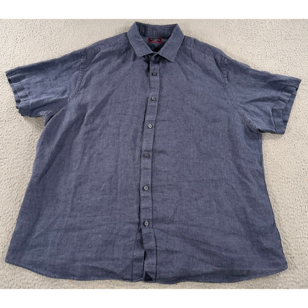 Untuckit Shirt Mens XXL Blue Solid Slim Fit 100% Linen Araujo WR Button Up